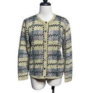 South Cotton Vintage Heavy Hand Knit Cardigan Sweater Button Up Small